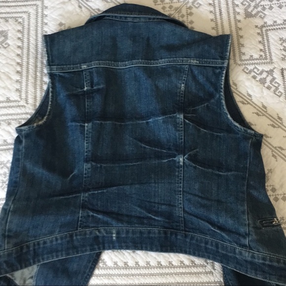 Guess Moto Jean Vest Motorcycle Blue Denim Jacket Vintage Kawaii Y2K Coat Biker - Picture 8 of 13